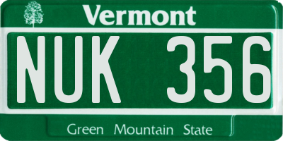 VT license plate NUK356