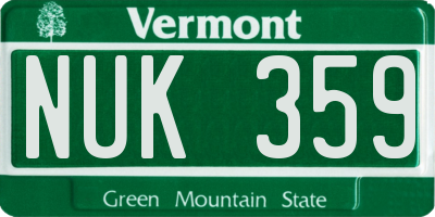 VT license plate NUK359