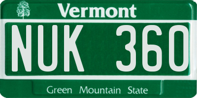 VT license plate NUK360