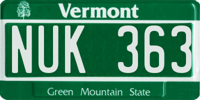 VT license plate NUK363