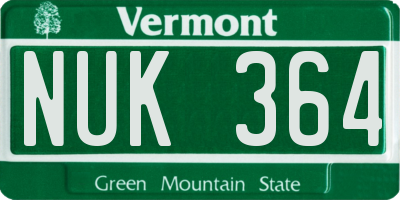 VT license plate NUK364