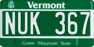 VT license plate NUK367
