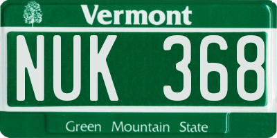 VT license plate NUK368