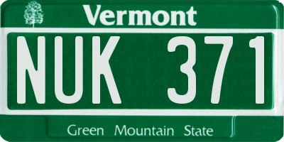 VT license plate NUK371