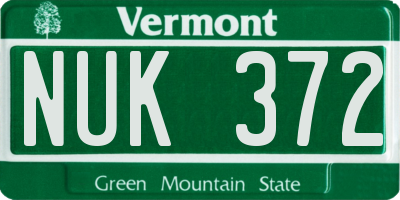 VT license plate NUK372