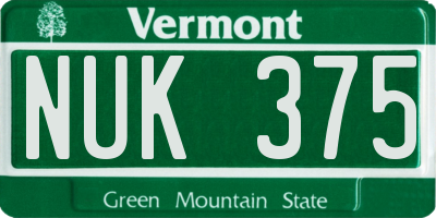 VT license plate NUK375