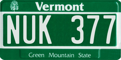 VT license plate NUK377