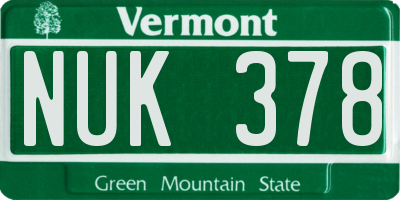VT license plate NUK378