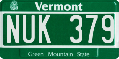VT license plate NUK379
