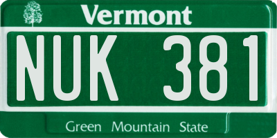 VT license plate NUK381