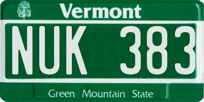 VT license plate NUK383
