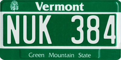 VT license plate NUK384