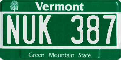 VT license plate NUK387