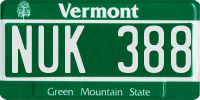 VT license plate NUK388