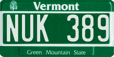 VT license plate NUK389