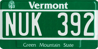 VT license plate NUK392