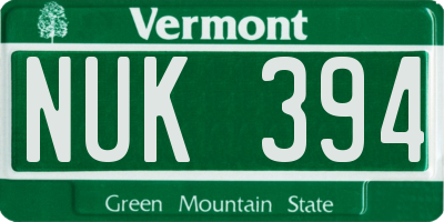 VT license plate NUK394