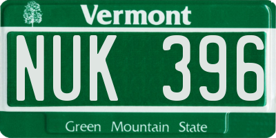 VT license plate NUK396