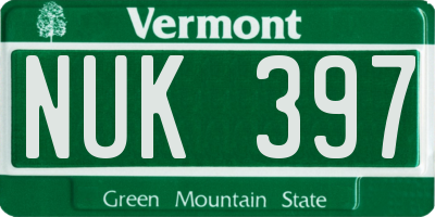 VT license plate NUK397