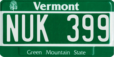 VT license plate NUK399