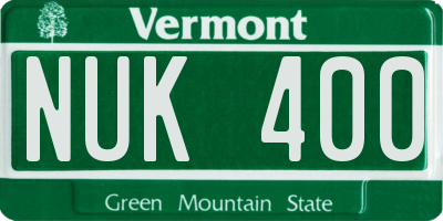VT license plate NUK400