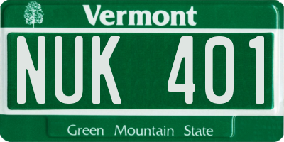VT license plate NUK401