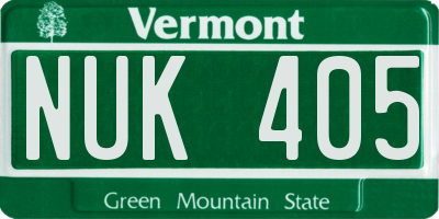 VT license plate NUK405
