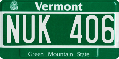 VT license plate NUK406