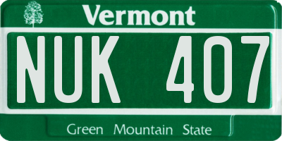 VT license plate NUK407