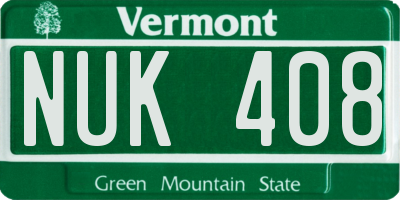 VT license plate NUK408