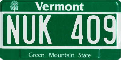 VT license plate NUK409