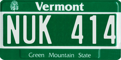 VT license plate NUK414