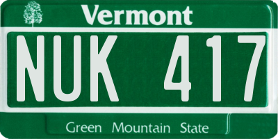 VT license plate NUK417