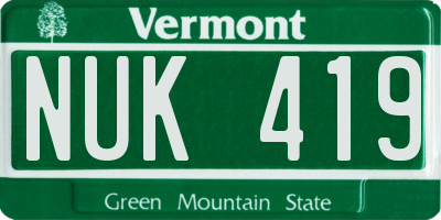 VT license plate NUK419