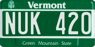 VT license plate NUK420