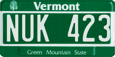 VT license plate NUK423