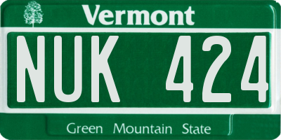 VT license plate NUK424
