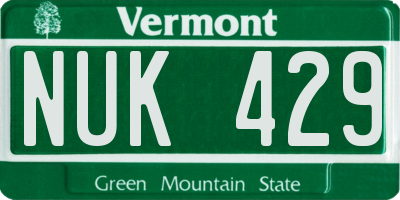 VT license plate NUK429