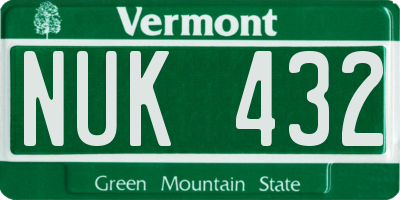 VT license plate NUK432