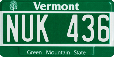 VT license plate NUK436
