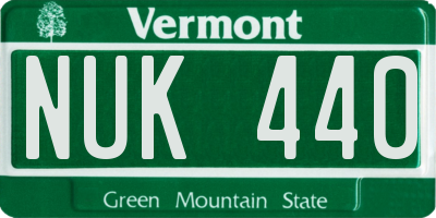VT license plate NUK440