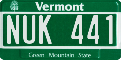 VT license plate NUK441