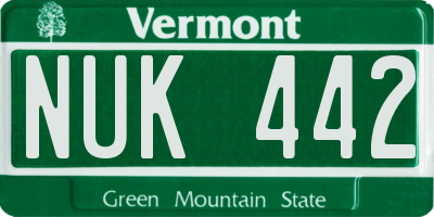 VT license plate NUK442