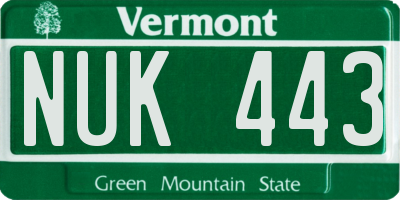 VT license plate NUK443