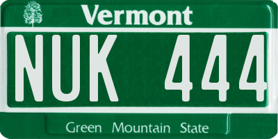VT license plate NUK444