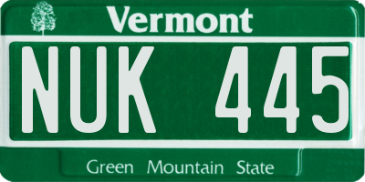 VT license plate NUK445