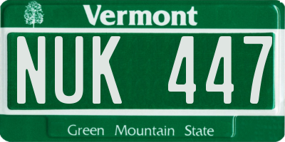 VT license plate NUK447