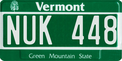 VT license plate NUK448