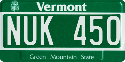 VT license plate NUK450