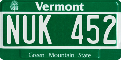 VT license plate NUK452